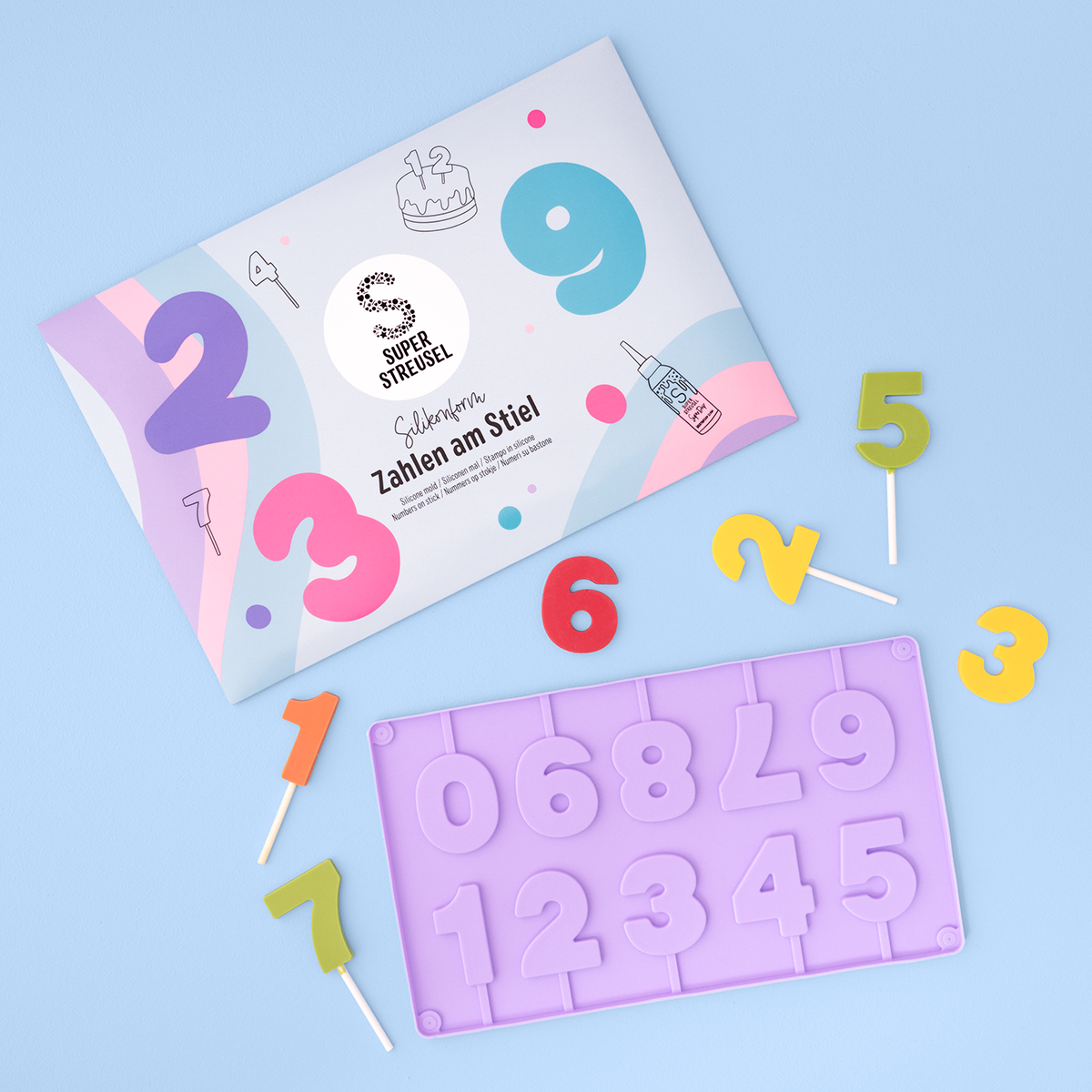 Silicone mold numbers on a stick