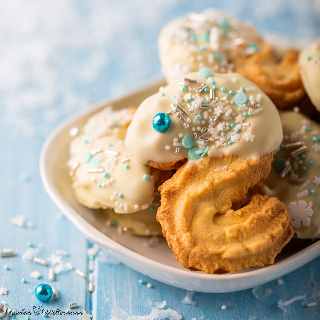 Schneegestöber Super Streusel (90g), Bunte Streusel, Zuckerstreusel, Schneeflocken Streusel - 5