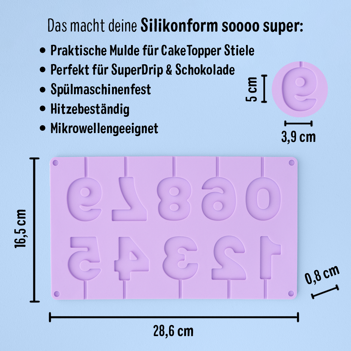Silicone mold numbers on a stick